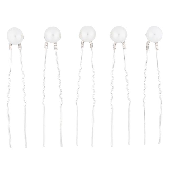 5 stk i en pakke med hårnåle med en perle til konfirmation frisuren